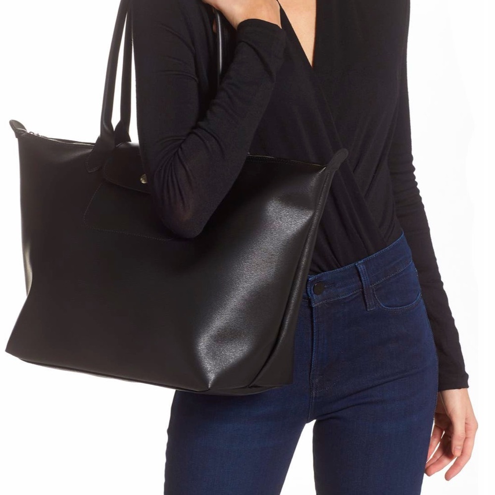 Longchamp Large Black Le Pliage Shoulder Tote